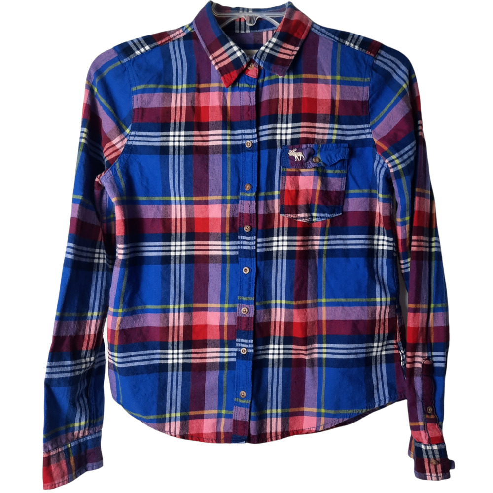 Abercrombie & Fitch Red Blue White Yellow Check Youth Shirt